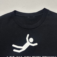 Vintage Y2K All My Own Stunts Black XL Funny Word Graphic T-Shirt