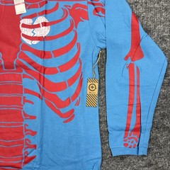 LRG Dead Serious Shirt Mens 2XL Blue Skeleton Lifted Research Group Kanye Glow