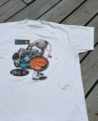 Vintage 90s Hoopfest Basketball Distressed And 1 Tee Shirt Mens Medium White