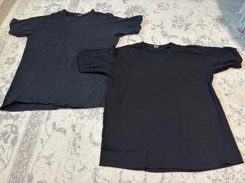 2- Mens 100% Cotton Casual T-Shirt Black White Short Sleeve Tee Crew Neck V-Neck