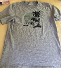 Travis Mathew Men’s Gray Graphic Print Beach Crew Neck Short Sleeve T-Shirt M