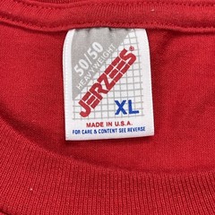 Jerzees Red Crewneck T Shirt Sz XL 50/50 Heavyweight Single Stitch Cuffs