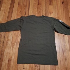 Rothco Shirt Mens Small Olive Green Long Sleeve Military Grunt Flag Veteran