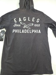 47 Brand Mens Dusted Jet Black Long Sleeve Hoodie Size S Philadelphia Eagles