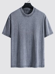 Basic Vintage Washed Distressed Drop Shoulder Colorful Cotton 230G T-Shirt