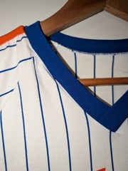 Vintage 80s New York Mets MLB Baseball Medium White Sand-Knit T-Shirt