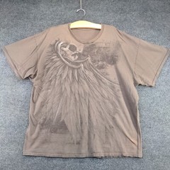 Unbranded Men’s Skull Print T-Shirt Tan 3XL Short Sleeve Crew Neck Straight Hem