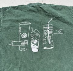 Men’s Starbucks T-Shirt Green Solid M Coffee Cafe Drip Espresso Spell-Out Logo