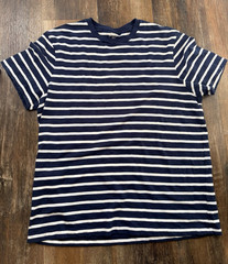 J.Crew Knit Goods Men’s Blue/White Striped Slub 100%Cotton Crewneck Tee Sz. XL