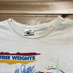 Vintage 80s 90s Free Weights Bodybuilding Fitness Workout Shirt Size XL