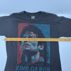 King Of Pop Rhinestone Portrait Graphic T Shirt Mens Black Bling Tee