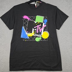 MTV MUSIC TELEVISION SHIRT Mens Medium BLACK MUSIC Casual Retro 90s 80s NWT