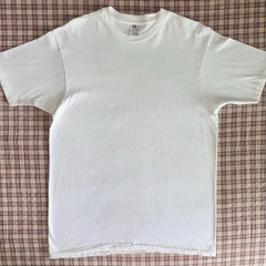 Vintage Hanes Plain Blank Solid White T Shirt Mens XL