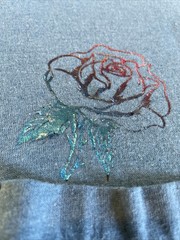 VTG 90’s Blue Womens pocket T-shirt, crewneck, rose themed, medium