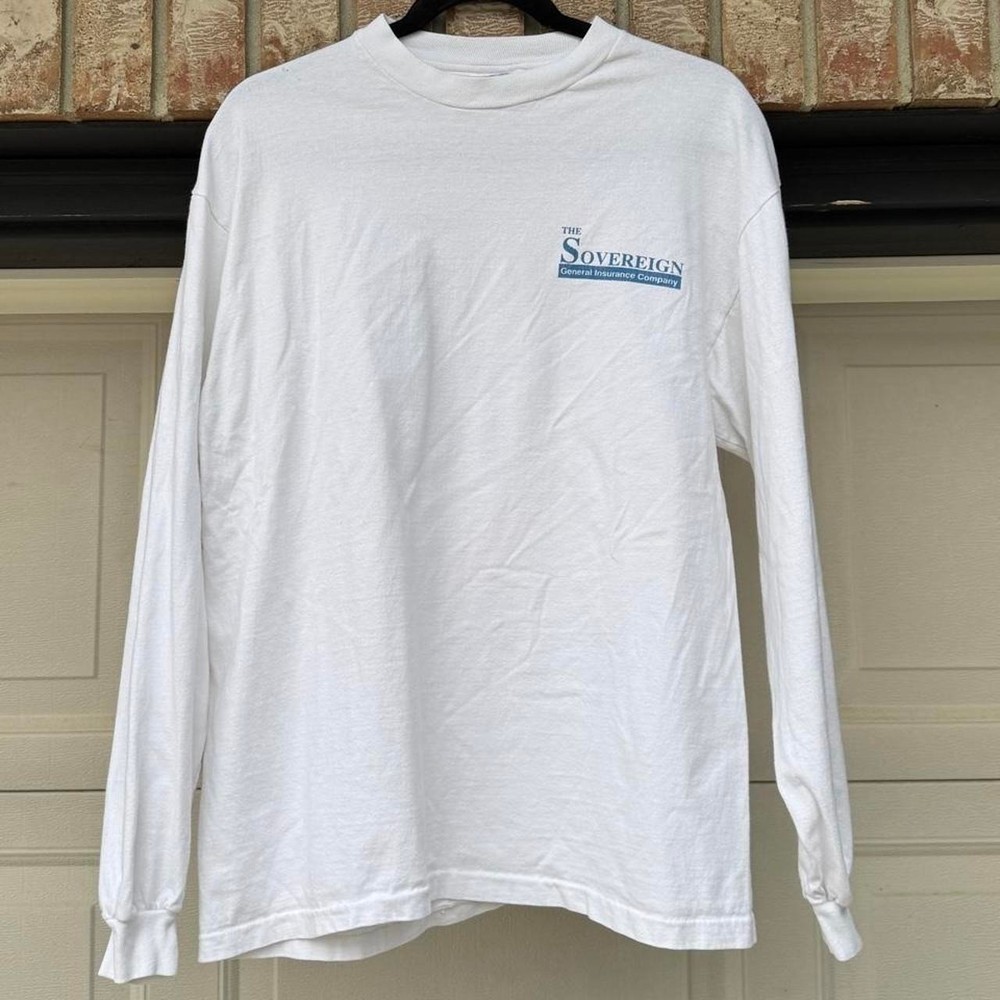 WHITE VINTAGE HANES BEEFY-T “SOVEREIGN” LONG SLEEVE