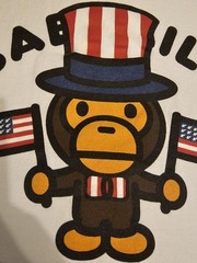 Bathing Ape BAPE Baby Milo USA Independence Day Tshirt Size Large White