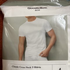 NWT Goodfellow 4 Pack Men’s Cotton Crew Neck T-Shirts White Size Medium 38-40″
