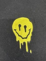 Black Drip Smiley Face Graphic T-Shirt Men’s Size Large Short Sleeve Casual Tee