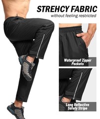 Men’s Golf Rain Pants Hiking Pants for Men Waterproof Breathable Mesh with Wa…