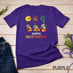 Panda Halloween And Merry Christmas Happy Hallothanksmas T-Shirt Unisex T-shirt