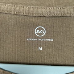 AG Adriano Goldschmied T-Shirt Mens M Brown Pocket Tee Distressed Raw Hem NEW