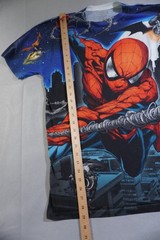 Marvel Spiderman Shirt Mens Medium Blue All Over Print Front and Back Wrap