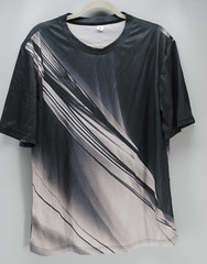 T-Shirt Dark Gray Print Men’s Medium Polyester Mesh Sport Oversized Skate