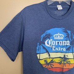 Corona Shirt Mens Medium Blue Casual Crew Neck Beach Fishing Outdoor Camp Tee