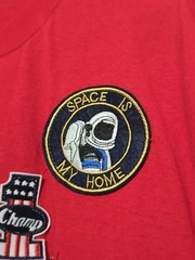 Maxi Milian Men Shirt Large Red Space USA Patchwork Cotton Short Sleeve T
