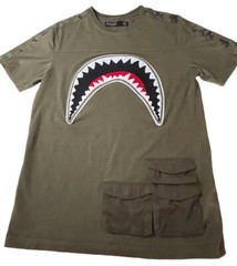 Mens Shark Teeth Camo Shirt Hudson Outerwear Ringer Tee T-Shirt S