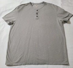 G H Bass & Co Textured Henley Shirt Mens Sz XL Gray Tee Summer Short Sleeve EUC
