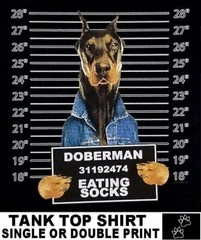 VERY COOL DOBERMAN MUG SHOT FUNNY DOG ART TANK TOP SHIRT WS772
