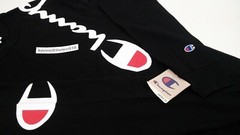 CHAMPION HERITAGE OVER SHOULDER SCRIPT LONG SLEEVE TEE SHIRT BLACK MENS SIZE M