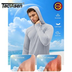 TACVASEN UPF 50+ Hooded T-Shirts Mens Quick Dry UV Block Sun Shirts Lightweight