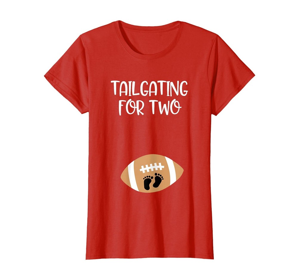 Tailgating for Two Football Game Day Pregnant Expecting Mom T-Shirt, Women, R…