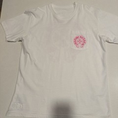 Chrome Hearts Horseshoe Plus Logo Pocket Short Sleeve Tee Shirt White Pink Large