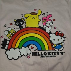 Hello Kitty and Friends Rainbow Graphic T-Shirt Pink Bioworld Mens Medium NEW