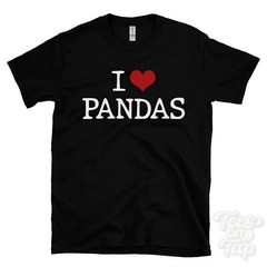 I LOVE PANDAS T-SHIRT heart wildlife endangered species mammals nature animal