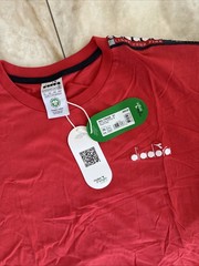 MEN’S DIADORA SIZE 2XL LIGHT YOUR FIRE COTTON T-SHIRT OFFSIDE TOMATO RED NEW