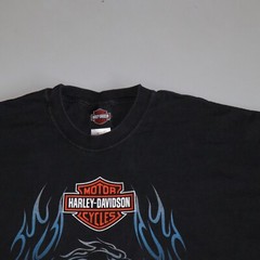 Vintage Harley Davidson Shirt Motorcycle Blue Gradient Flames Y2k Choppers