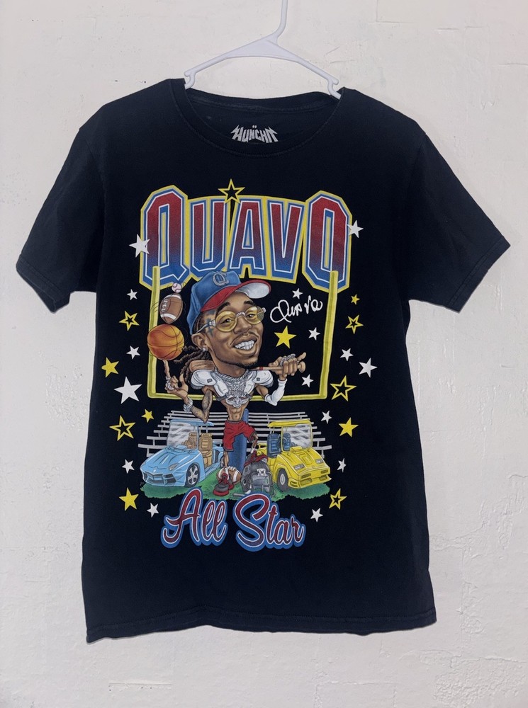 Bravado Quavo All Star Men’s Black Graphic Print Logo Tee Knit Crew Neck Sz S