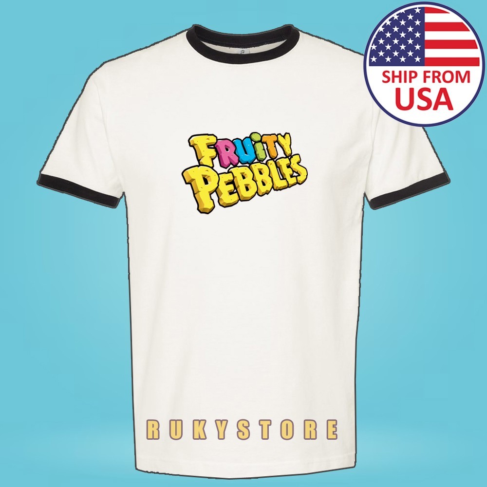 Fruity Pebbles Cereals Men’s Ringer Black Size S-3XL