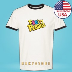 Fruity Pebbles Cereals Men’s Ringer Black Size S-3XL