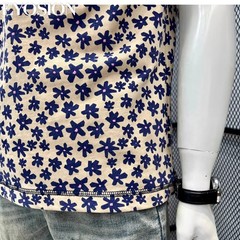 Men’s Floral Print Short Sleeve Cotton T-Shirt Casual Retro Round Neck Tee