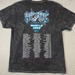 ACDC Shirt MENS LARGE BLACK BLEACH CASUAL CONCERT 77 WORLD TOUR ROCK MUSIC NWT