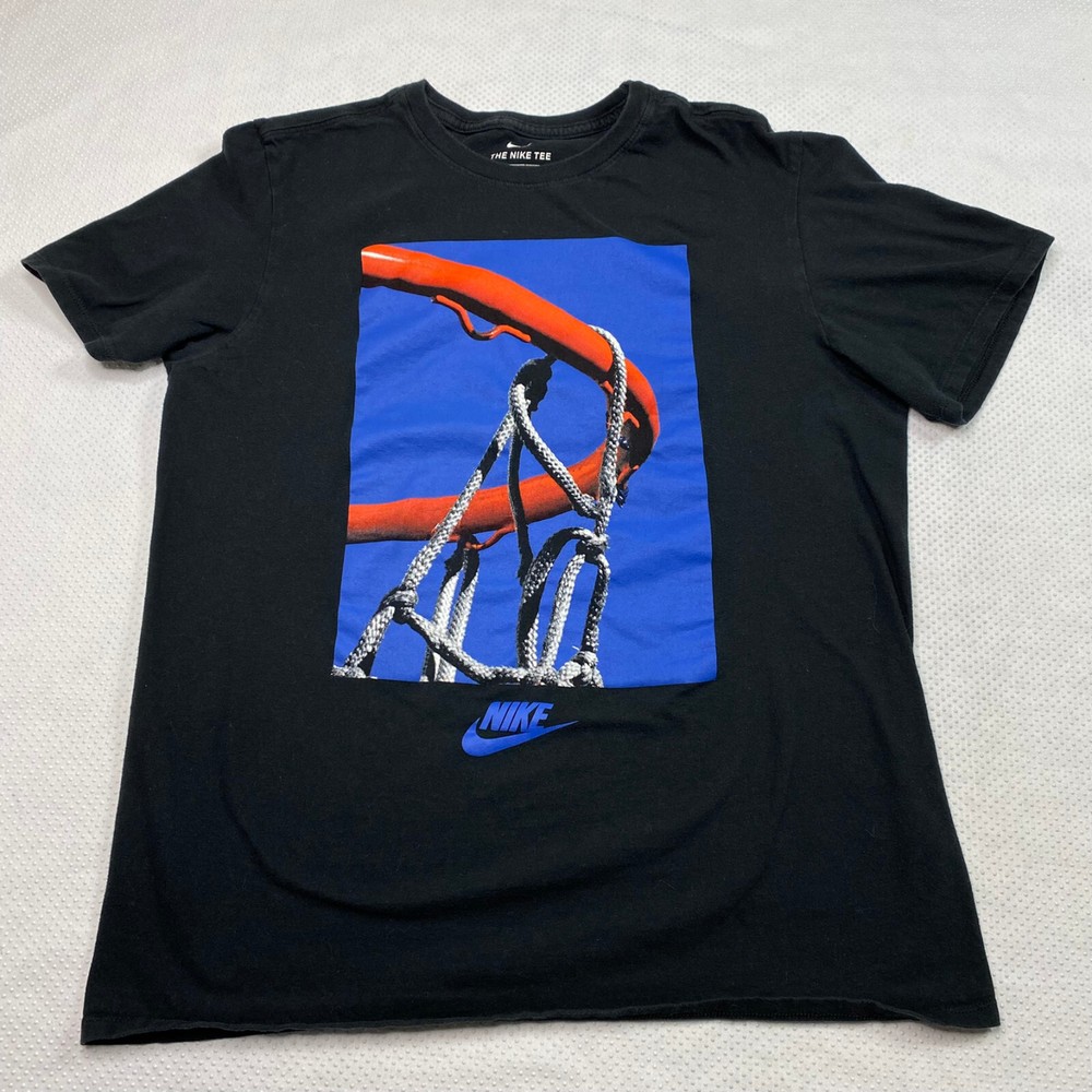 Nike Mens T Shirt sz M Black Basketball Hoop Urban Sports Streetwear Modern