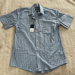 Stafford Travel Easy-Care Broadcloth Short Sleeve Plaid Shirt Size 16.5