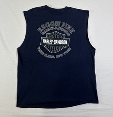 Harley Davidson Y2K Mens Sleeveless Blue Shirt XL White Plains NY Tribal Vintage