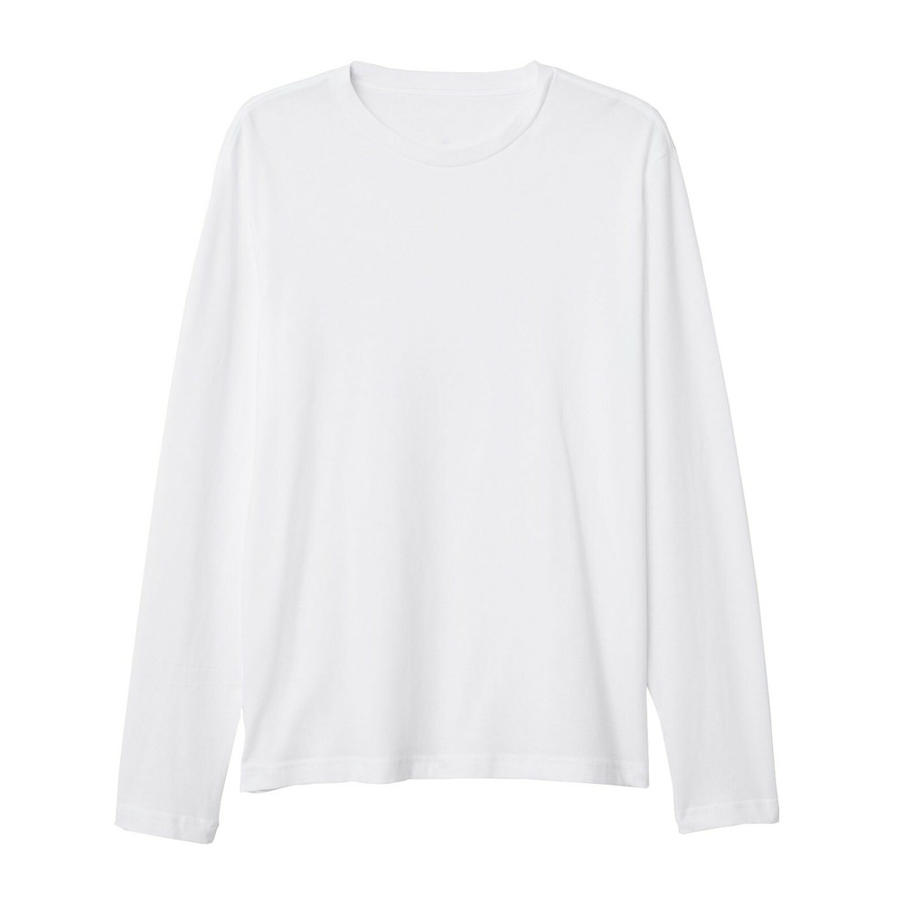 Mens Long Sleeve T-Shirt Slim Fit 100% Cotton Plain Crew Round Neck Tee Tops New