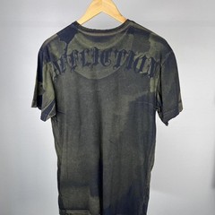 Green and black skull and angel graphic tee affliction puppet master god rare
